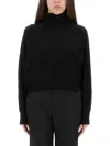 Michael Kors Wool Sweater With Turtleneck And Cropped Length In Black