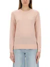 Michael Michael Kors Lightweight Merino Wool Sweater With Button Detail In Pink