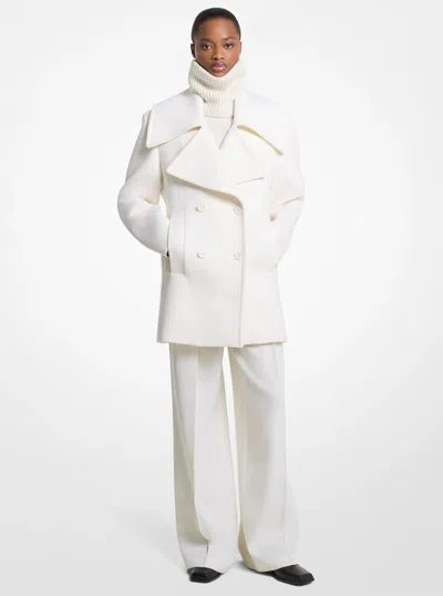 Michael Kors Wool Melton Officer Peacoat In Natural