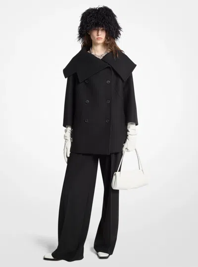 Michael Kors Wool Melton Peacoat In Black