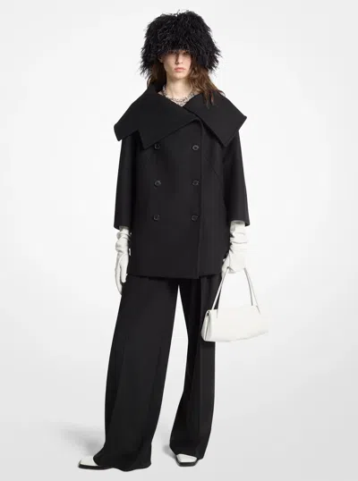Michael Kors Wool Melton Peacoat In Black