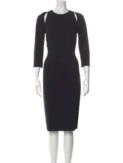 Pre-owned Michael Kors Wool Midi Length Dress In Black