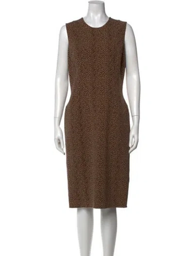 Pre-owned Michael Kors Wool Midi Length Dress In Brown