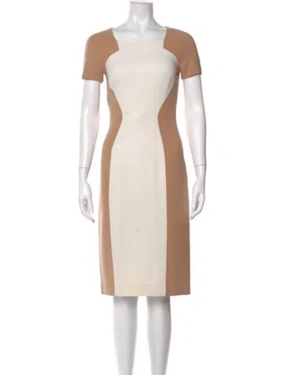 Pre-owned Michael Kors Wool Midi Length Dress In Neutral