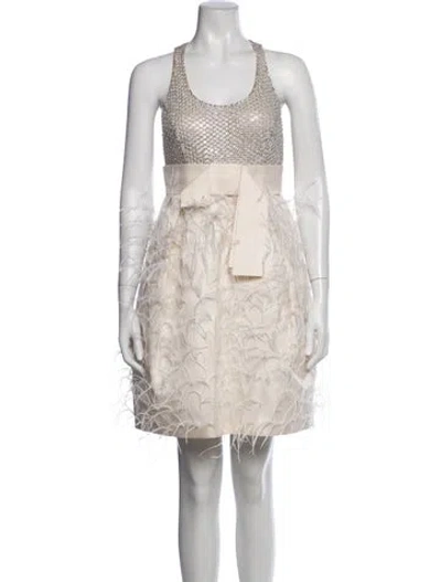 Pre-owned Michael Kors Wool Mini Dress In Neutrals