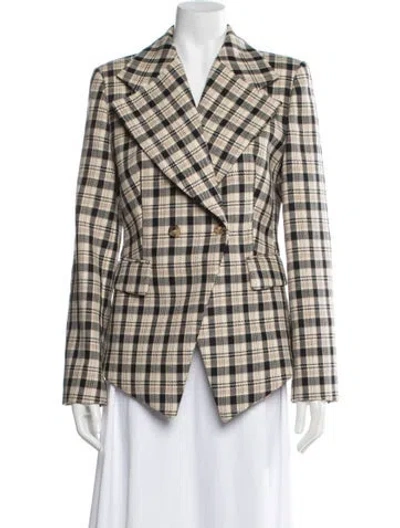 Pre-owned Michael Kors Wool Plaid Print Blazer In Neutral