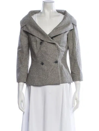 Pre-owned Michael Kors Wool Printed Blazer In Gray