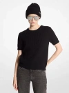 Michael Kors Wool Short-sleeve Sweater In Black