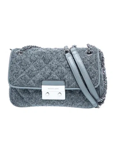 Pre-owned Michael Kors Wool Shoulder Bag In Gray