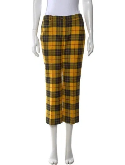 Pre-owned Michael Kors Wool Straight Leg Pants In Yellow