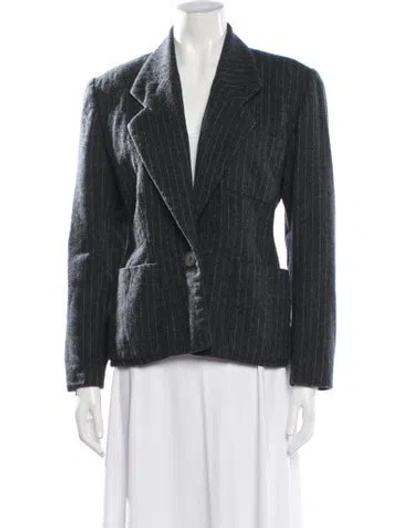 Pre-owned Michael Kors Wool Striped Blazer In Black