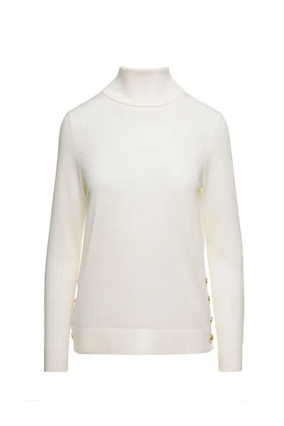MICHAEL KORS MICHAEL KORS WOOL SWEATER WITH HIGH NECK AND BUTTON DETAIL