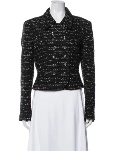 Pre-owned Michael Kors Wool Tweed Pattern Blazer In Black