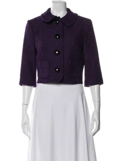 Pre-owned Michael Kors Wool Tweed Pattern Bolero In Purple