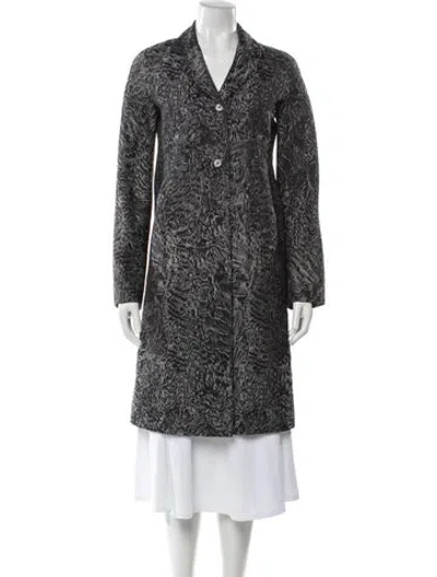 Pre-owned Michael Kors Wool Tweed Pattern Coat In Black