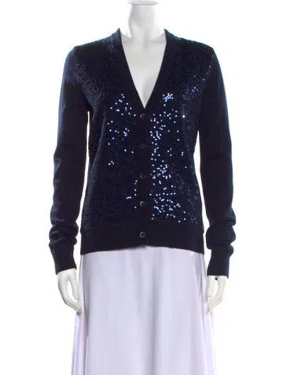 Pre-owned Michael Kors Wool V-neck Sweater In Black