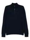 Michael Kors High Collar Half Zip Long Sleeve Sweater In Blue