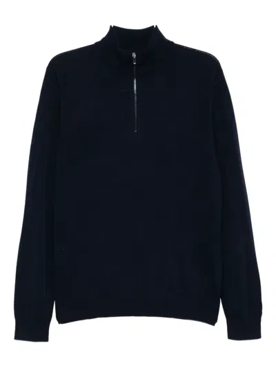 Michael Kors Wool Zipped Top In Blue