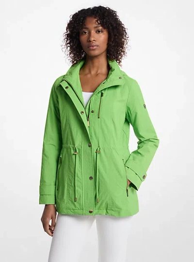 Michael Kors Woven Hooded Anorak In Green