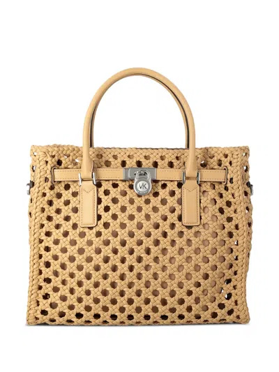 Michael Kors Woven Padlock Tote Bag In Pink