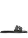 Michael Kors Woven Upper Mules With Metallic Accent In Black