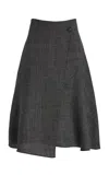 Michael Kors Wrapped Glenplaid Wool Midi Skirt In Black,white
