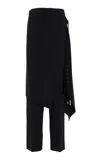 Michael Kors Wrapped Stretch-wool Skirt Pant In Black