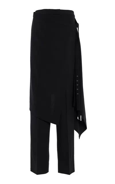 Michael Kors Wrapped Stretch-wool Skirt Pant In Black