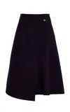 Michael Kors Wrapped Wool Broadcloth Midi Skirt In Purple