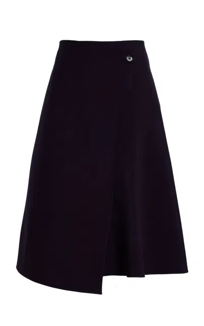 Michael Kors Wrapped Wool Broadcloth Midi Skirt In Purple