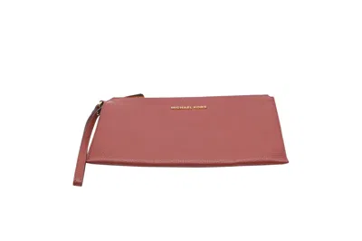 Michael Kors Wristlet Pouch In Pink Leather