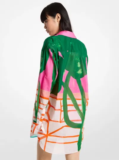 Michael Kors X Christina Zimpel Cotton Lawn Shirtdress In Multi