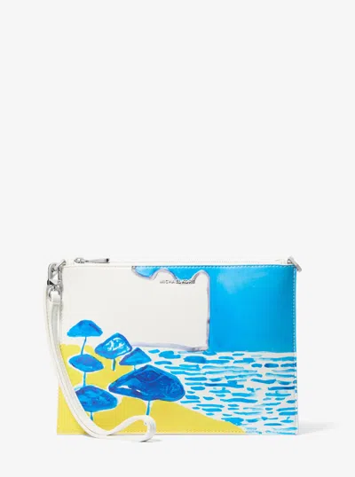 Michael Kors X Christina Zimpel Jet Set Extra-large Convertible Wristlet In Blue