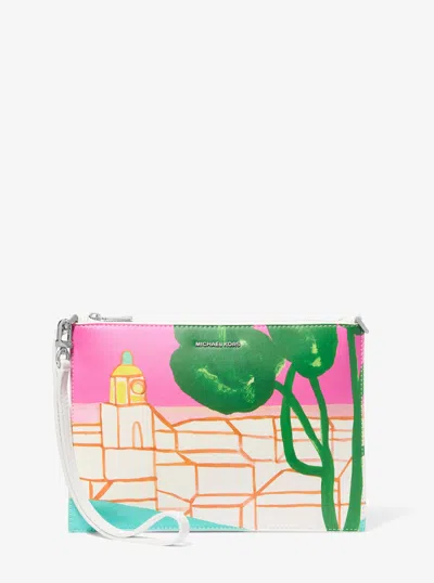 Michael Kors X Christina Zimpel Jet Set Extra-large Convertible Wristlet In Pink