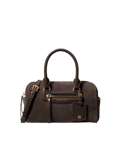 Michael Kors Small Jet Set Travel Suede Crossbody Bag In Black