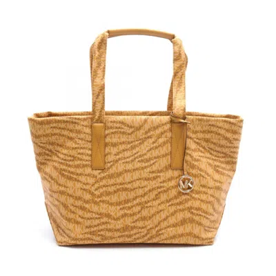 Pre-owned Michael Kors Yellow Coated Canvas Pvc Leather Tote Bag () In Multi