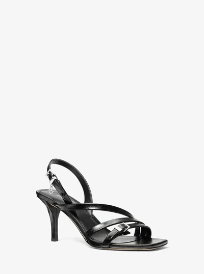 Michael Kors Yvette Crackled Sandal In Black