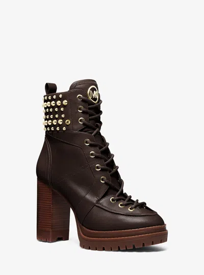 Michael Kors Yvonne Studded Leather Boot In Black
