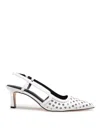 Michael Kors Alora Grommeted Leather Slingback Pump In Beige