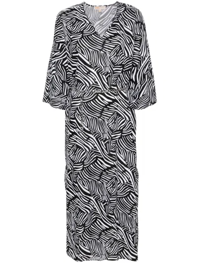 Michael Kors `zebra` Kaftan Dress In Black  