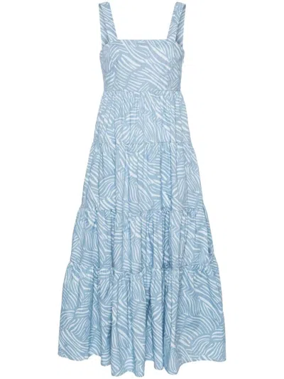 Michael Kors `zebra` Midi Dress In Light Blue
