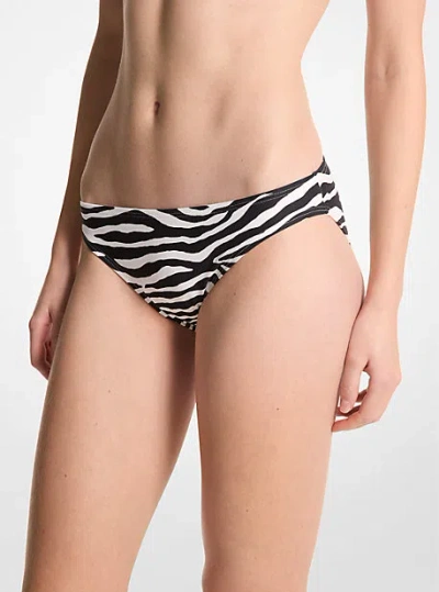 Michael Kors Zebra Print Bikini Bottom In Black