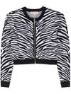 Michael Kors Zebra-print Cropped Cardigan In White