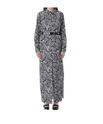 Michael Kors Zebra-print Organic-cotton Shirt Dress In Gray