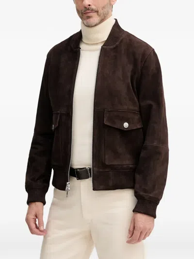 Michael Kors Zip Leather Jacket In Brown