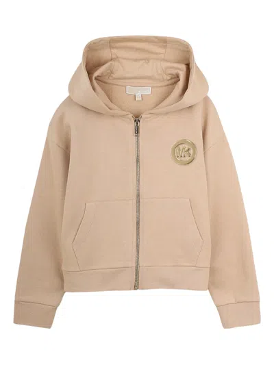 Michael Kors Kids' Zip Logo Hoodie In Brown