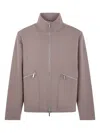 Michael Kors Double Breasted Zip Mock Collar Jacket In Brown