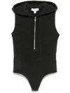 Michael Kors Cashmere-blend Zip Bodysuit In Black