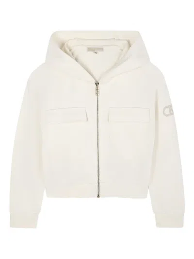 Michael Kors Kids' Zip-up Hooded Sweatshirt In White