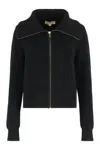 Michael Kors Ribbed-knit Zipped Cardigan In Black